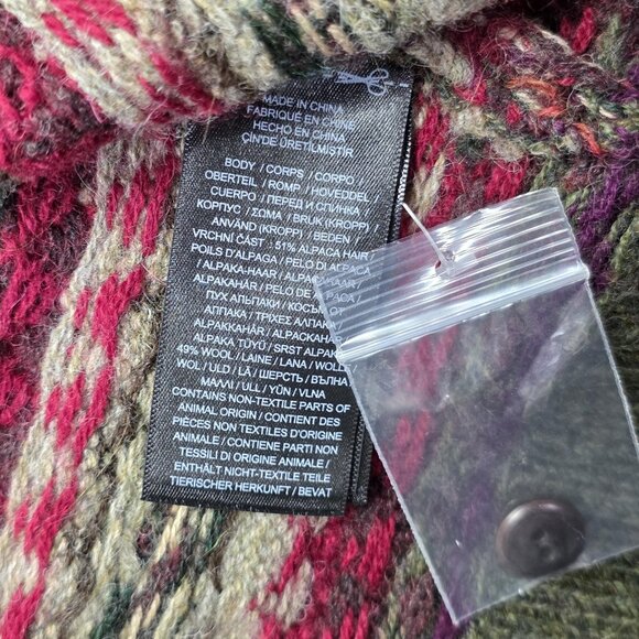 RRL Ralph Lauren Sweater Women 1 S Green Fair Isle Cardigan Duster Alpaca NEW - Picture 11 of 14